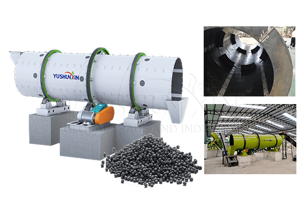 granulador de tambor rotativo con forro de caucho