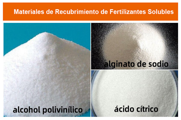 materiales de recubrimiento de fertilizantes solubles
