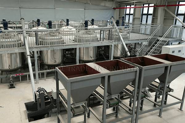 producción de fertilizantes líquidos NPK con materiales en polvo